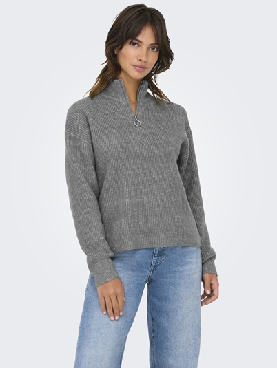 Only - ONLTokyo Solid Zip Pullover - Dark Grey Melange